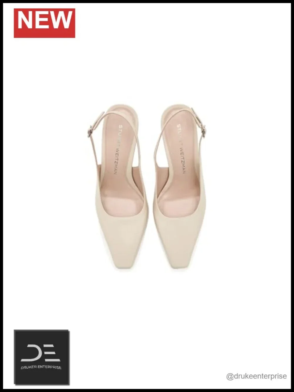 Stuart Weitzman Leather Slingback Heeled Sandals Block Heel Snip Toe